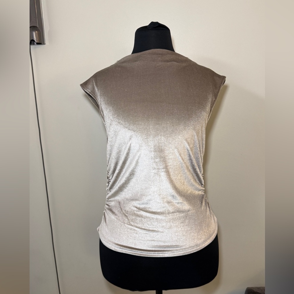 A New Day Shimmering Silver Cap Sleeve Blouse